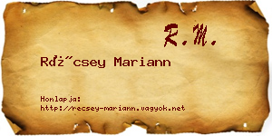 Récsey Mariann névjegykártya