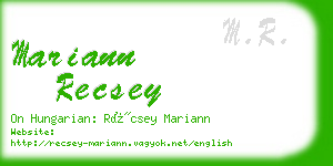 mariann recsey business card